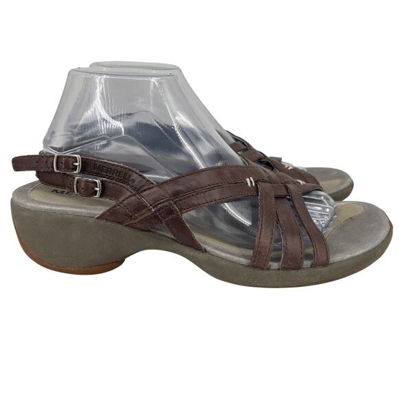 Merrell Sandals Womens Size 10 Brown Leather Sundial Braid Strappy Slingback - Picture 2 of 10